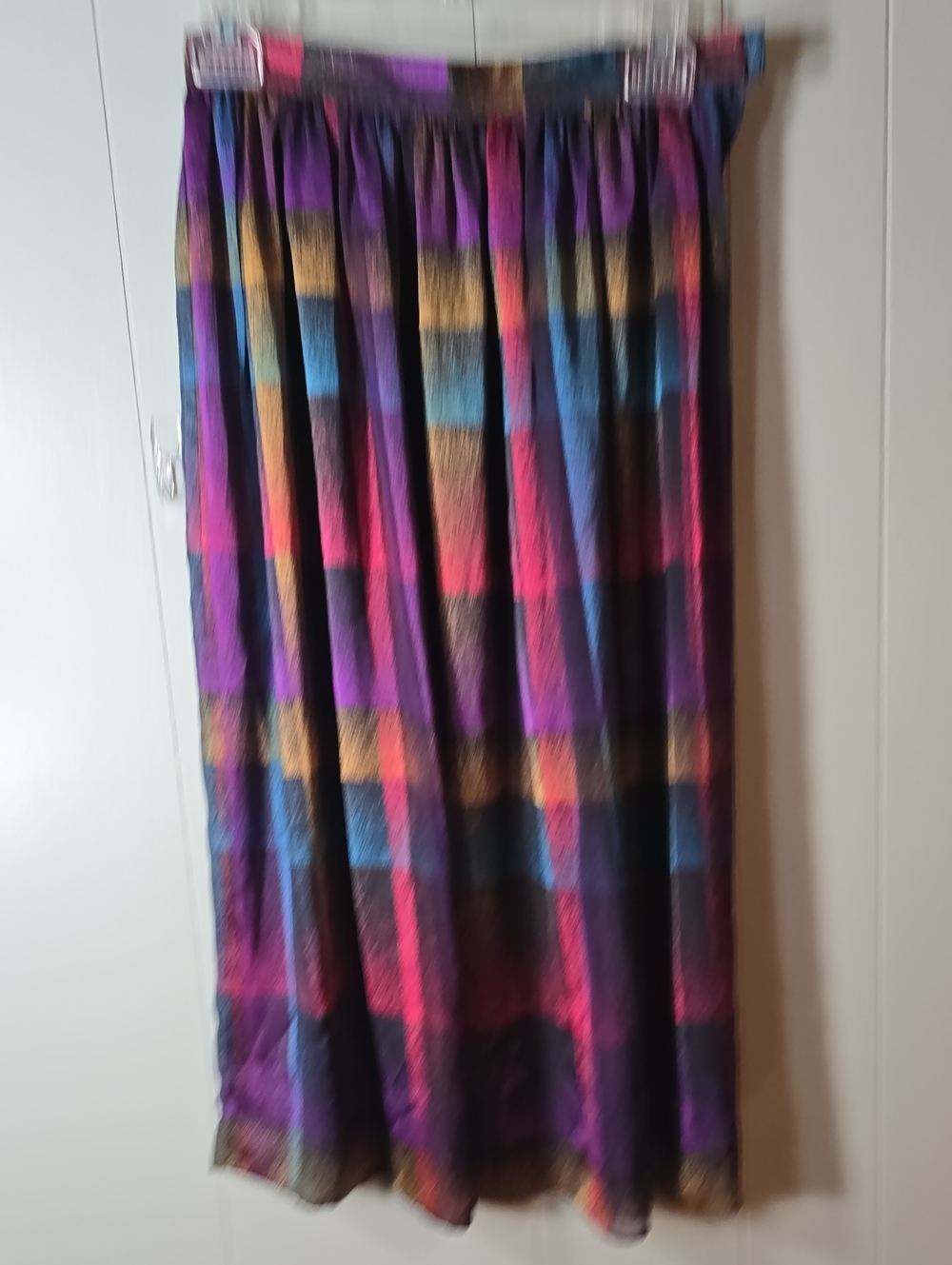 Philippe Model Purple Plaid Midi Skirt with Pink, Blue & Gold Accents